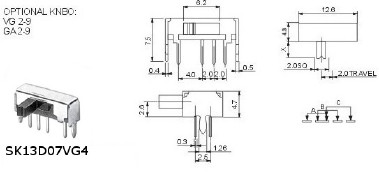 Купить Переключатели движковые SK13D07VG4 detaluhi.ho.ua Интернет магазин в Каменец-Подольском, устройства, радиодетали, интсрументы.