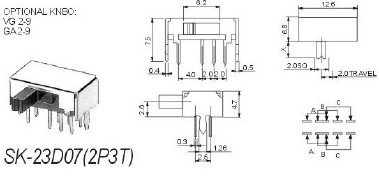 Купить Переключатели движковые SK-23D07 detaluhi.ho.ua Интернет магазин в Каменец-Подольском, устройства, радиодетали, интсрументы.